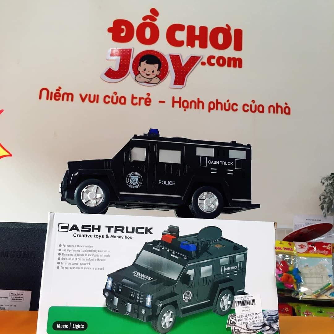  Đồ Chơi Bé Trai - Hộp Máy Rút Tiền Atm Xe Cs Pin (Vân Tay) 