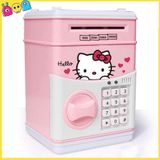  Đồ Chơi Bé Gái - Hộp Vali Ống Heo Atm Mèo Hello Kitty - Dùng Pin 