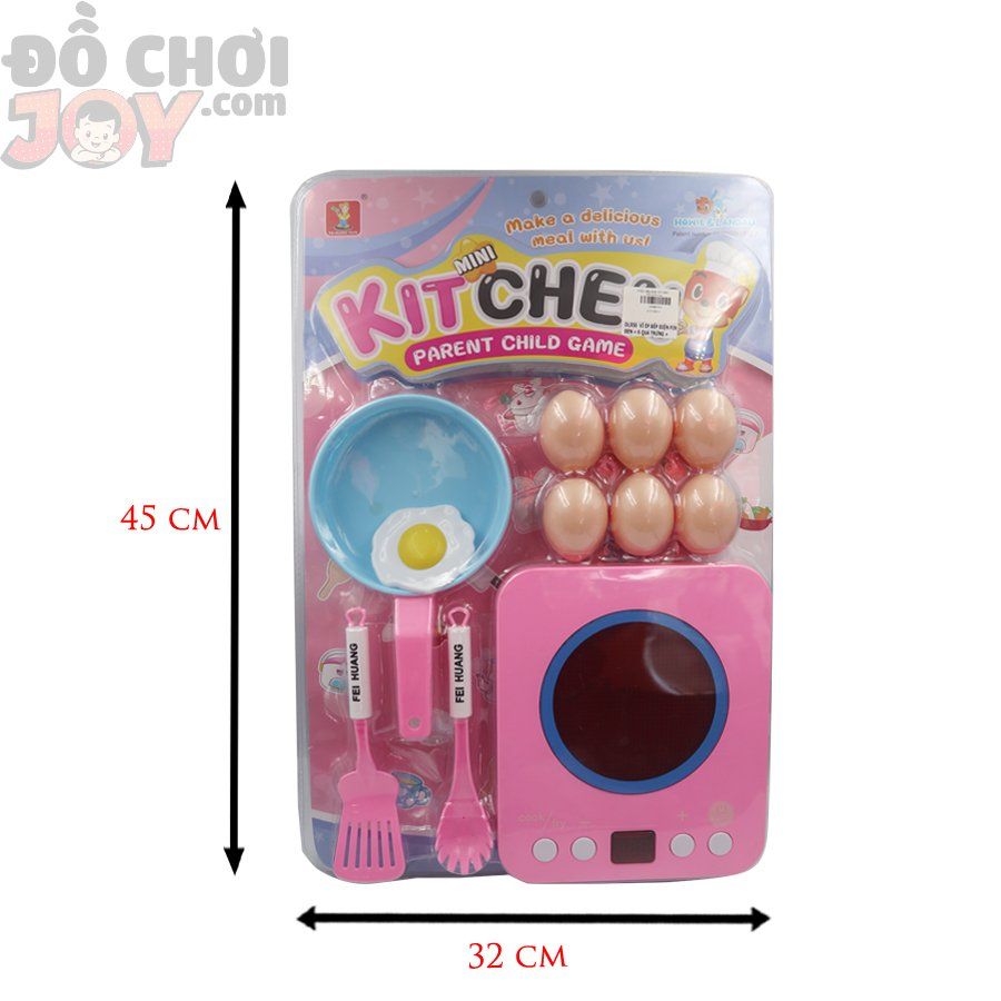  Đồ Chơi Bé Gái - Vỉ Đồ Chơi Nhà Bếp Điện Pin Đèn + Chảo + 6 Quả Trứng Kitchen 