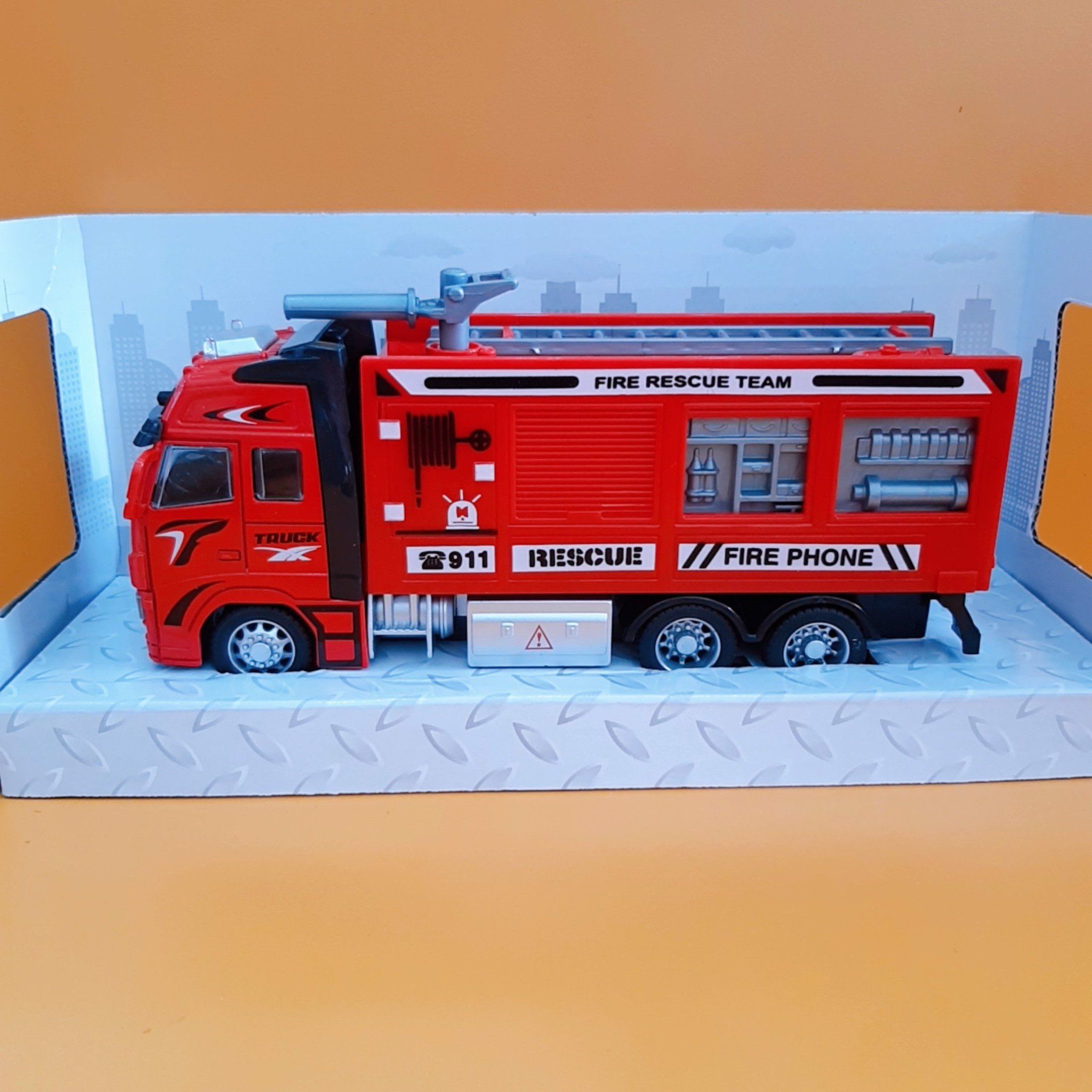  Đồ Chơi Bé Trai - Hộp Xe Ct Cứu Hỏa Sắt Trớn Thang 1:38 