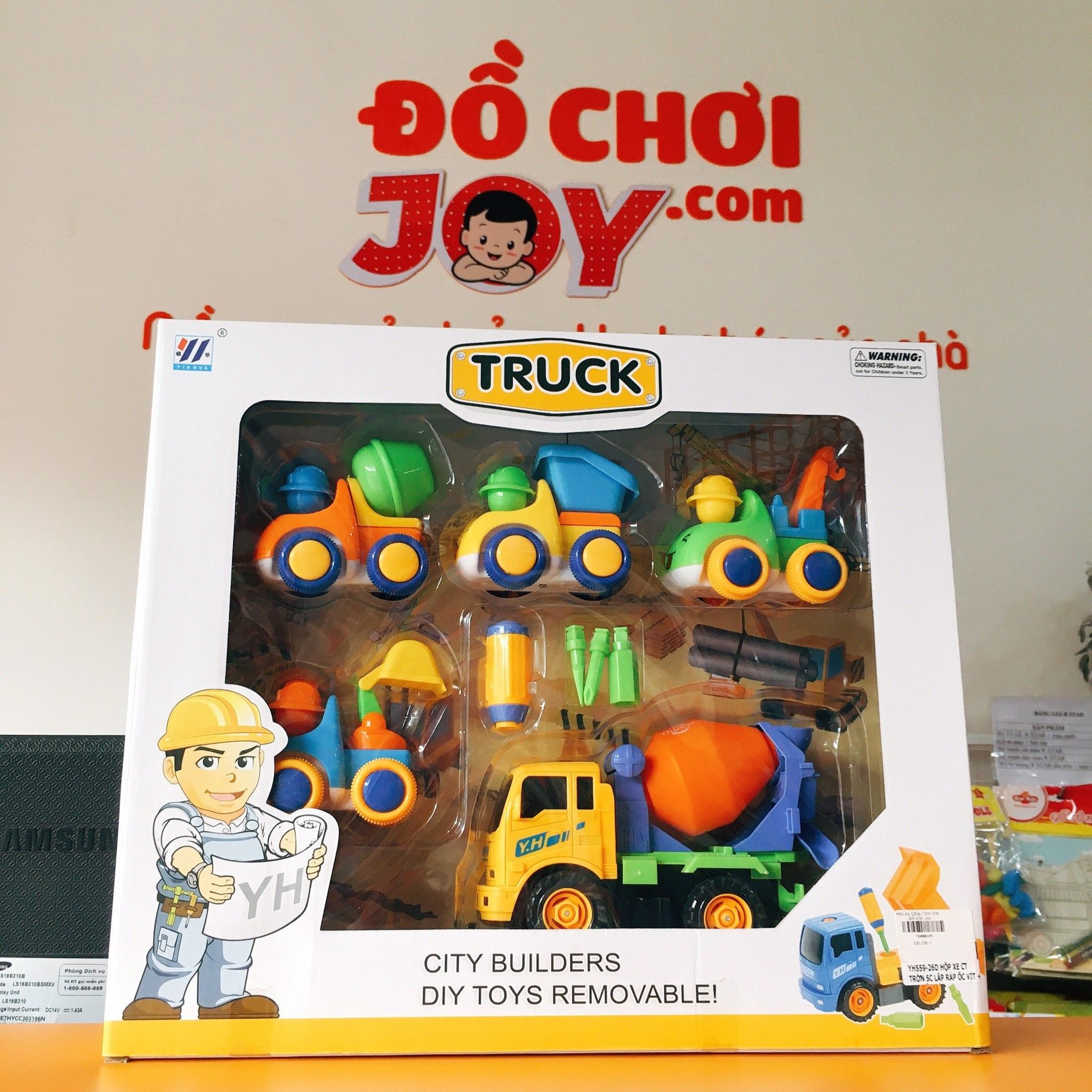  Đồ Chơi Bé Trai - Hộp Xe Công Trình Trớn 5 Chiếc, Lắp Ráp 