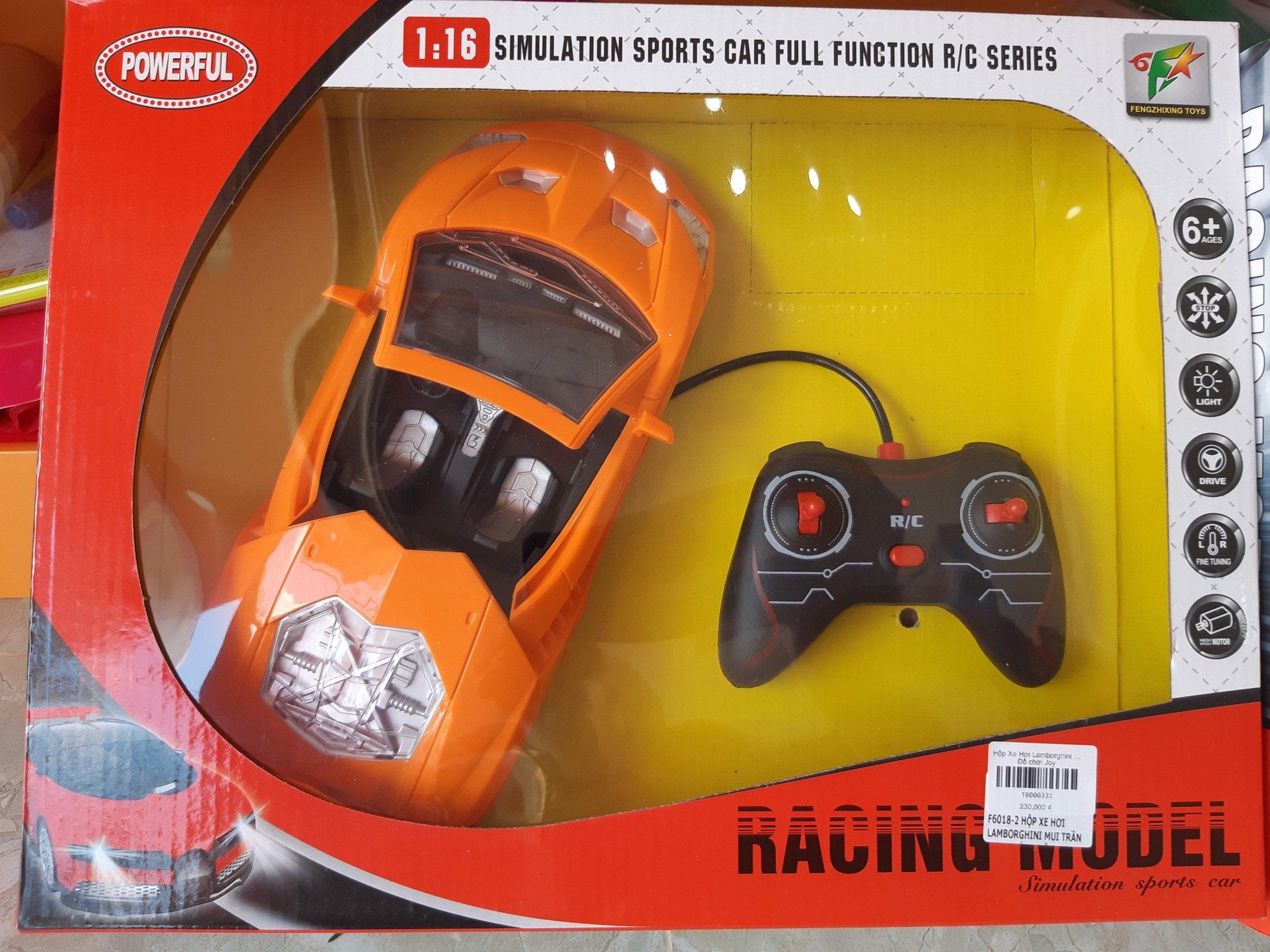  Đồ Chơi Bé Trai - Hộp Xe Hơi Lamborghini Mui Trần ĐK 7 Đ.Tác, Không Sạc Tl 1:16 Racing 