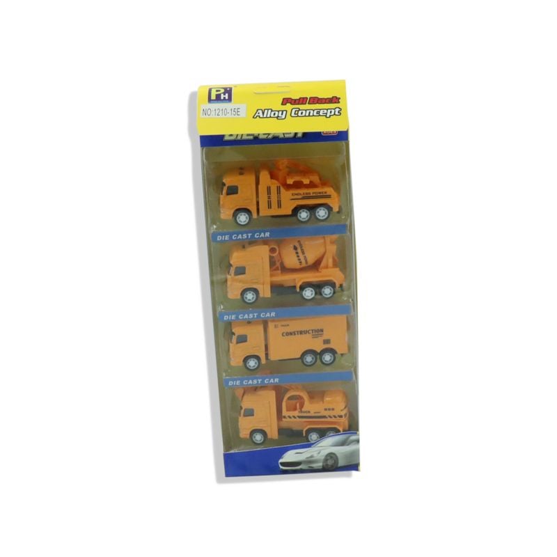  Đồ Chơi Bé Trai - Hộp Xe Công Trình Sắt Trớn 4c 