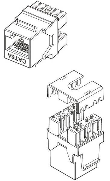 106121020 - Premium Line Category 6  180° Unshielded Keystone Jack, Dual Type IDC, Black