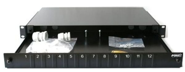 Hộp phối quang ODF 12FO CommScope 1206138-8 1U + 12 coupler SC holding up to 12 SC duplex adapters, black