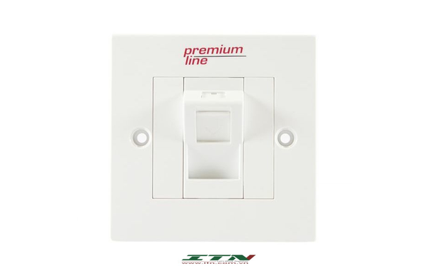 121111210 - Premium Line Euro II Faceplate, Right-angle, 45° Entry, 86*86, Snap-In, w/-Shutter, 1-Port, White