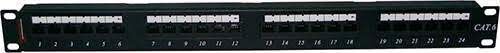 179122412 - Premium Line Category 6A 180° unshielded patch panel, dual type IDC, 1U,24 ports, black