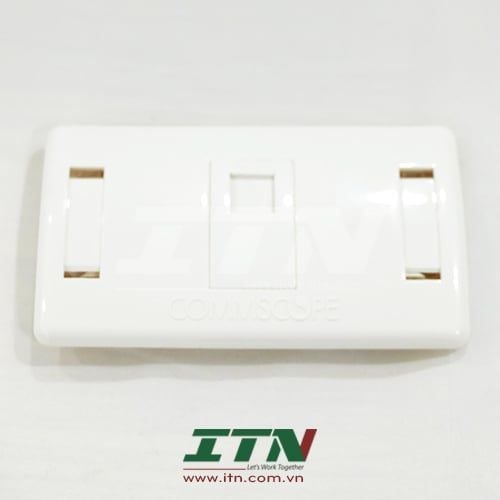 Mặt màu trắng HCN 2-1427030-1 Commscope có nắp bảo vệ  Faceplate Kit, Decorator SL series, 1-port, with shutter and label, white