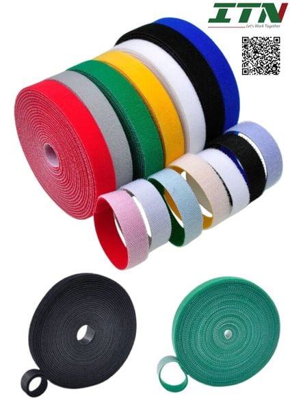 Dây bó cáp mạng - dây buộc cáp - dây Velcro - Cable ties 20mm dài 50m 1 cuộn màu đen hcm