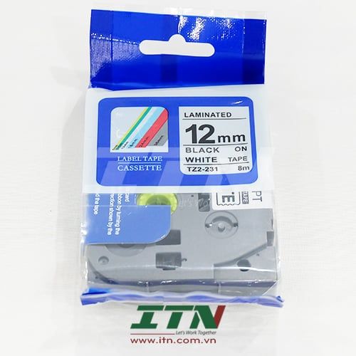 TZ2-231 nhãn TZ2 tiêu chuẩn - Chữ đen trên nền trắng, 12mm