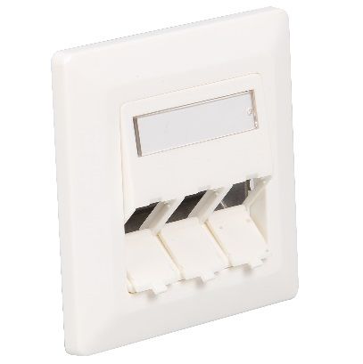 123x120y0 - Premium Line 3-Port 45° Faceplate for Keystone with Shutter, 80×80 mm, RAL 1013