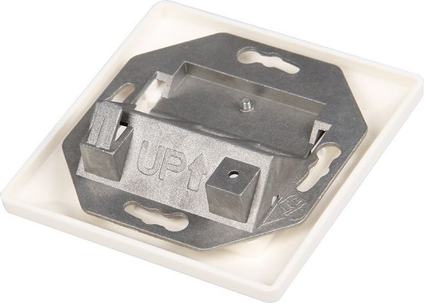 123x120y0 - Premium Line 2-Port 45° Faceplate for Keystone with Shutter, 80×80 mm, RAL 9010