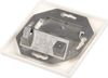 123x120y0 - Premium Line 3-Port 45° Faceplate for Keystone with Shutter, 80×80 mm, RAL 9010