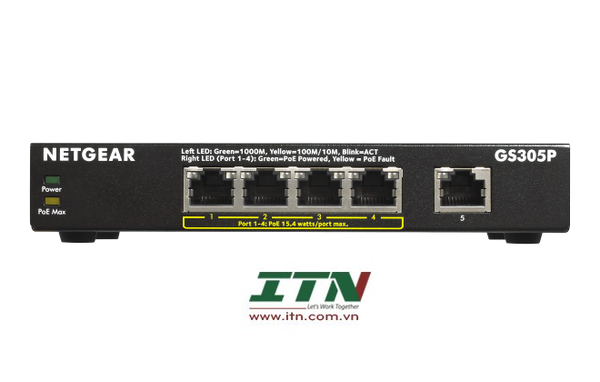GS305P - 5 Port Gigabit Ethernet Unmanaged Switch with 4-Port PoE