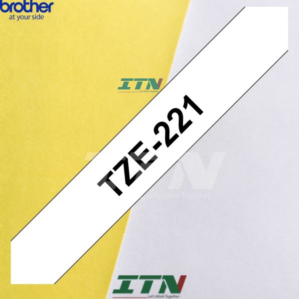 Nhãn in tiêu chuẩn brother Tze-221 9mm chữ đen nền trắng