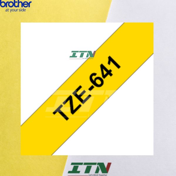 Nhãn in tiêu chuẩn brother Tze-641 18mm chữ đen nền vàng