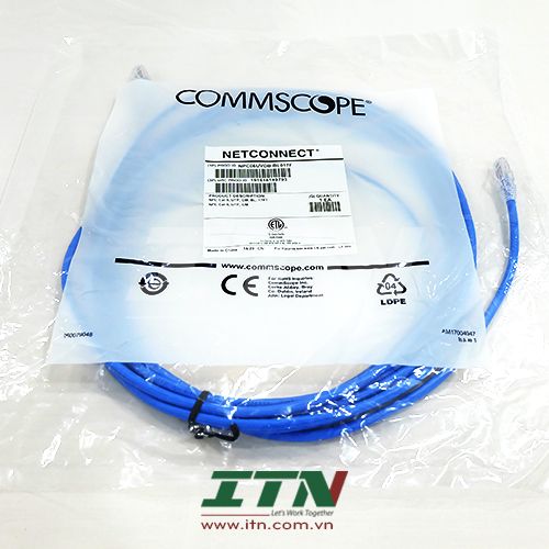 Dây nhảy patch cord cáp mạng cat6 NPC06UVDB-BL030F Commscope 30ft 9m màu xanh