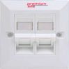 121112210 - Premium Line Euro II Faceplate, Right-angle, 45° Entry, 86*86, Snap-In, w/-Shutter, 2-Port, White