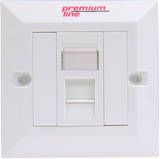 121112210 - Premium Line Euro II Faceplate, Right-angle, 45° Entry, 86*86, Snap-In, w/-Shutter, 2-Port, White