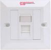 121112210 - Premium Line Euro II Faceplate, Right-angle, 45° Entry, 86*86, Snap-In, w/-Shutter, 2-Port, White