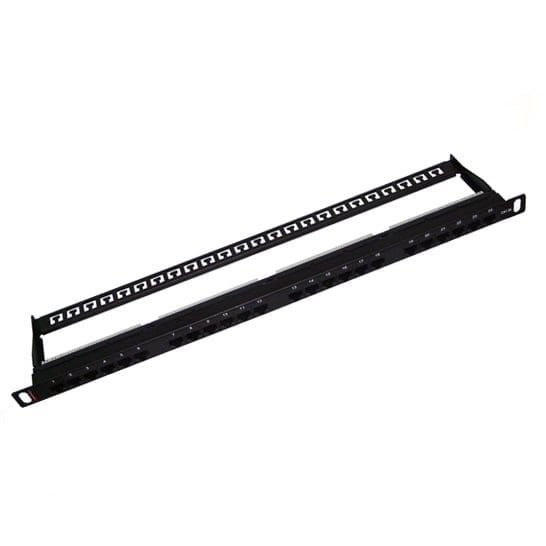 175182412 - Thanh đấu nối cáp đồng Cat5e, không chống nhiễu, có 24 cổng lắp sẵn , 0.5U, có 1 thanh quản lý cáp, chuẩn kép IDC