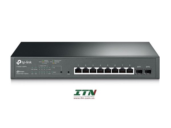 T1500G-10MPS - JetStream 8-Port Gigabit Smart PoE+ Switch with 2 SFP Slots