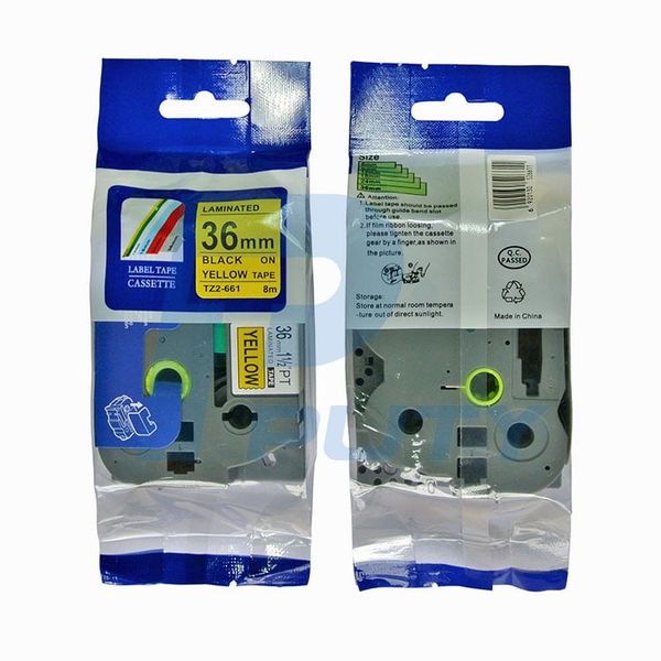 TZ2-661 nhãn TZ2 tiêu chuẩn - Chữ đen trên nền vàng, 36mm