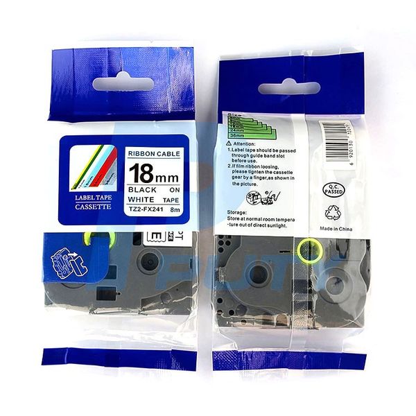 TZ2-FX241 nhãn TZ2 siêu dẻo - Chữ đen trên nền trắng, 18mm