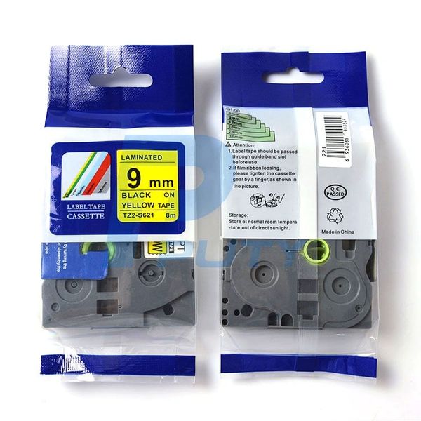 TZ2-S621 nhãn TZ2 siêu dính - Chữ đen trên nền vàng, 9mm