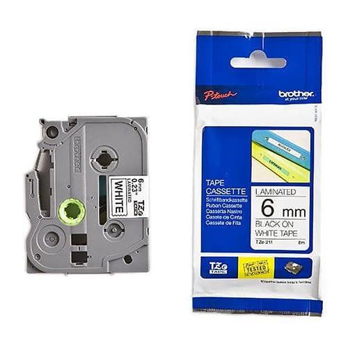 TZE-211 Nhãn tiêu chuẩn - Chữ đen nền trắng 6mm