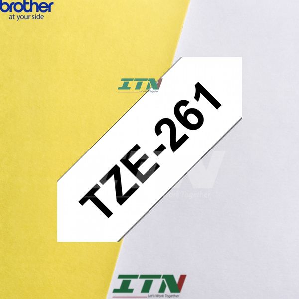 Nhãn in tiêu chuẩn brother Tze-261 36mm chữ đen nền trắng
