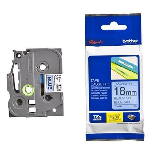 TZE-541 Nhãn tiêu chuẩn - Chữ đen nền xanh dương 18mm