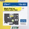 Nhãn in tiêu chuẩn brother Tze-631 12mm chữ đen nền vàng