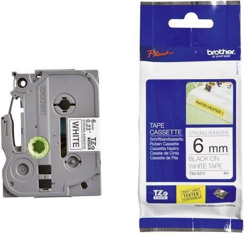 TZE-S211 Nhãn siêu dính - Chữ đen trên nền trắng 6mm