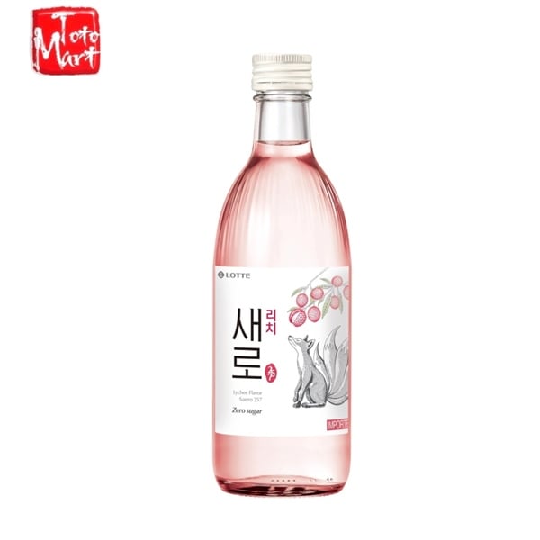 Rượu Soju Saero hương vải không đường (375 ml)