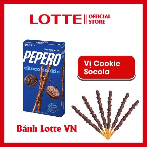 Bánh que Pepero Lotte Hàn Quốc vị choco cookie (32g)