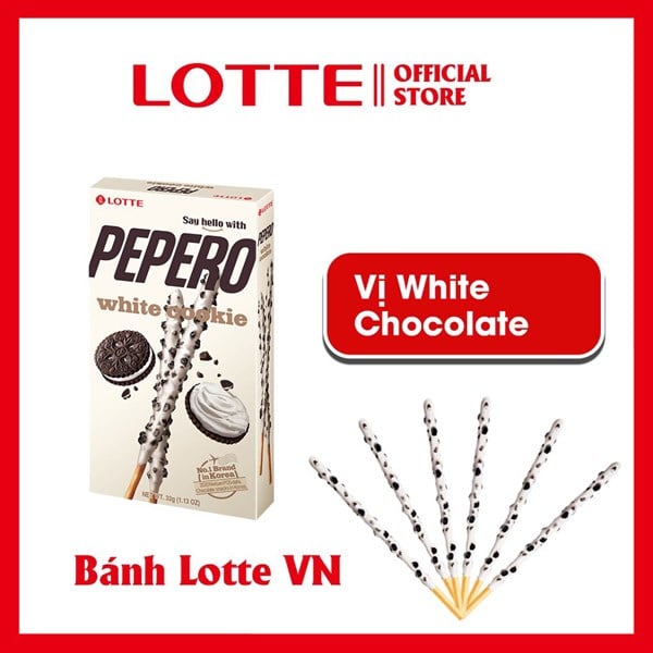 Bánh que Pepero Lotte Hàn Quốc vị white cookie (32g)