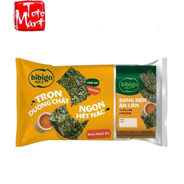 Rong biển ăn liền Bibigo - vị dầu mè (lốc 3 gói x 4g)