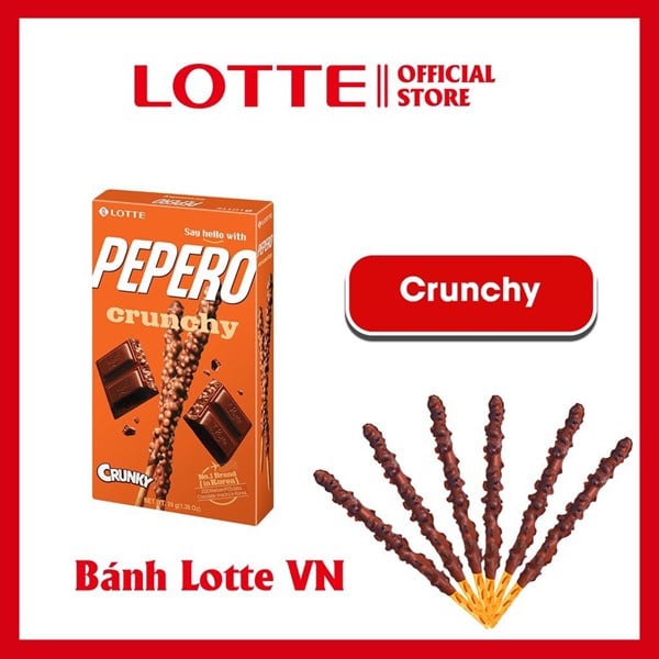 Bánh que Pepero Lotte Hàn Quốc vị crunchy (32g)