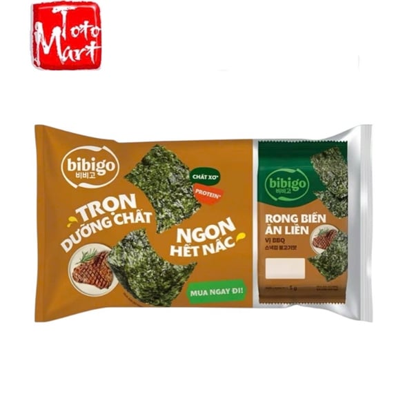 Rong biển ăn liền Bibigo - vị bbq (lốc 3 gói x 4g)