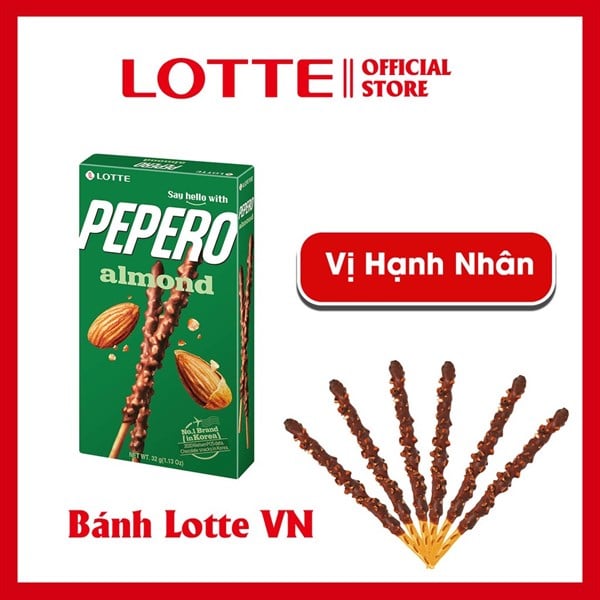 Bánh que Pepero Lotte Hàn Quốc vị almond (32g)