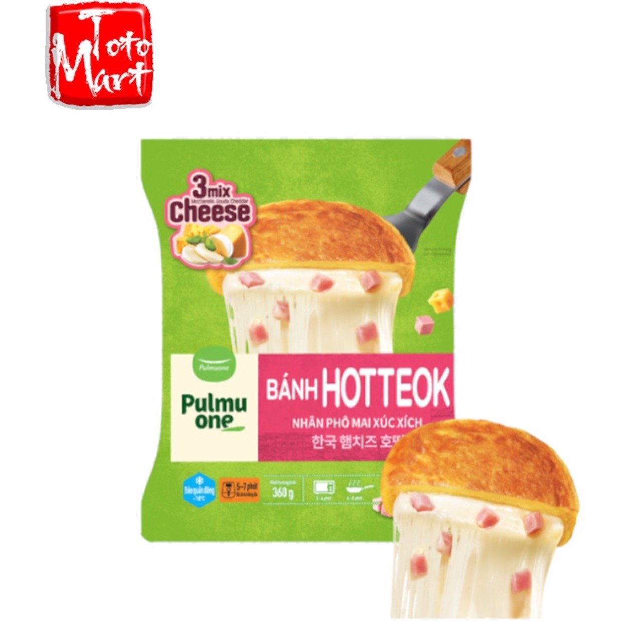 Bánh bao Ho-tteok nhân phô mai xúc xích Pulmuone (360g)