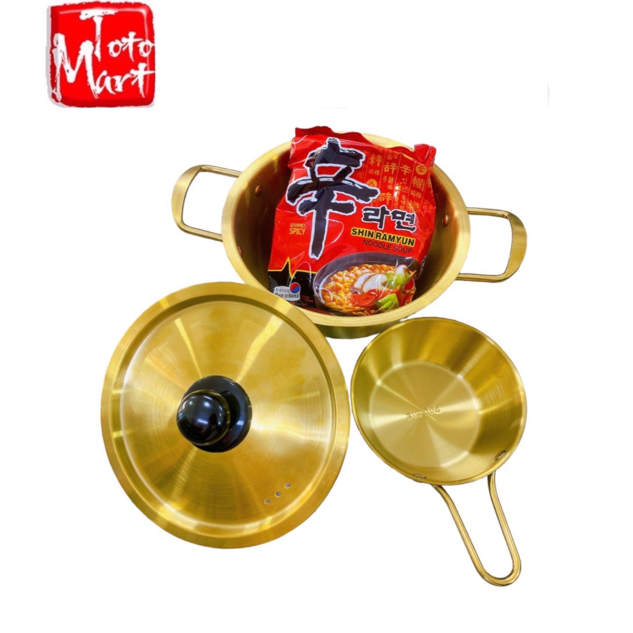 Combo Nồi vàng nấu mì + chén có quai Tặng 1 gói Mì Shin Ramyun
