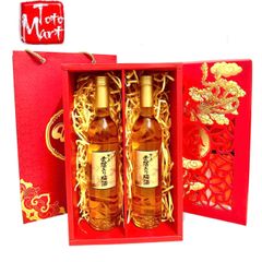 Set quà 2 chai Rượu mơ vảy vàng