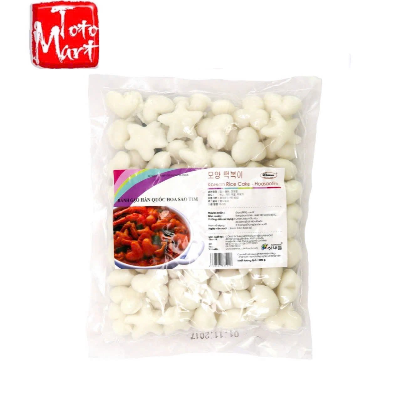 Bánh gạo tokbokki hình hoa tim sao (500g)