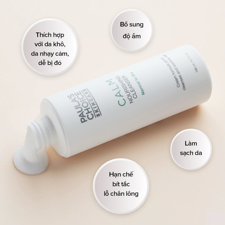 Sữa rửa mặt phục hồi cho da thường tới da khô Paula's Choice Calm Nourishing Cleanser Normal to Dry 198ml