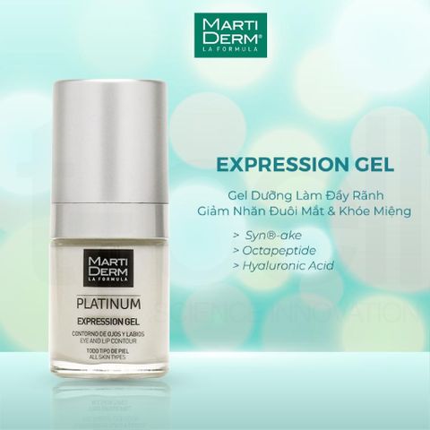 Gel Dưỡng Làm Đầy Rãnh, Giảm Nhăn Đuôi Mắt & Khóe Miệng - MartiDerm Platinum Expression Gel 15ml