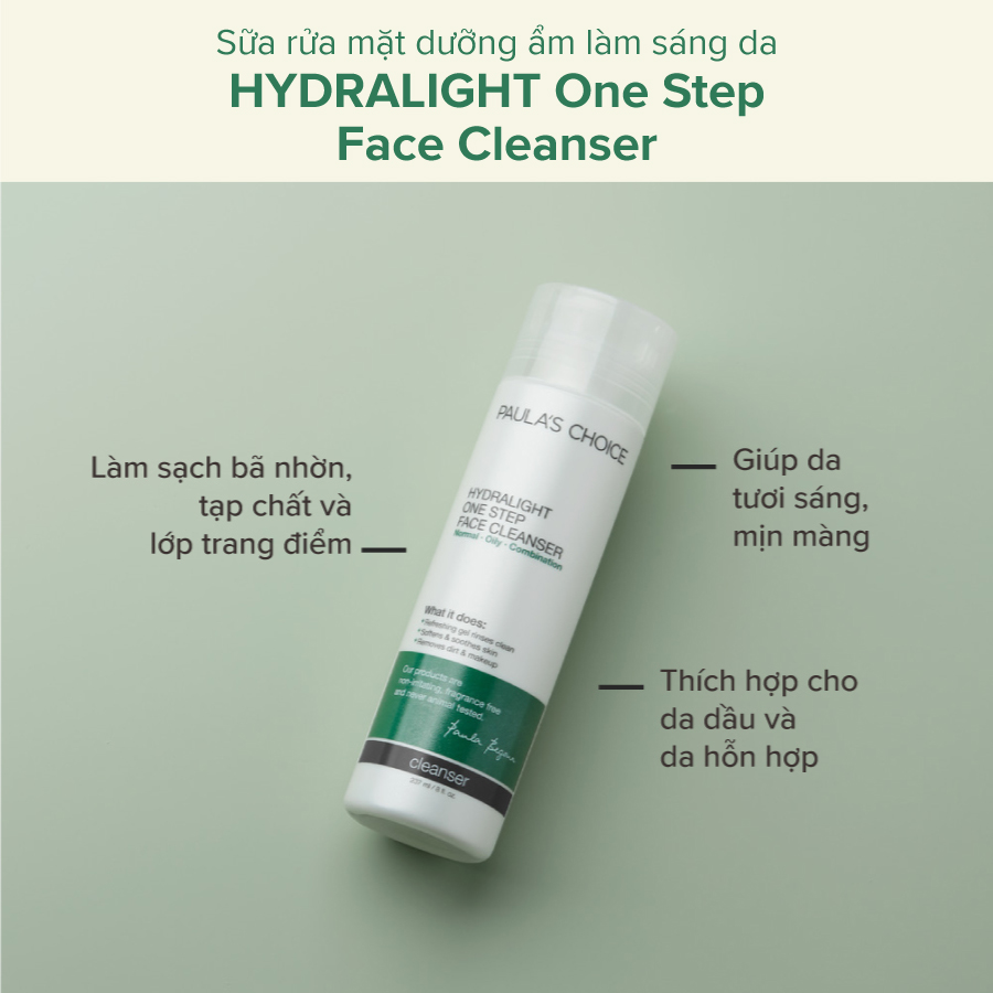 Sữa Rửa Mặt Dưỡng Ẩm Làm Sáng Da Paula Choice's Hydralight One Step Face Cleanser