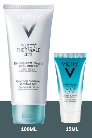 Bộ Sản Phẩm Vichy Pureté Thermale 3in1 One Step Cleanser Sensitive Skin And Eyes