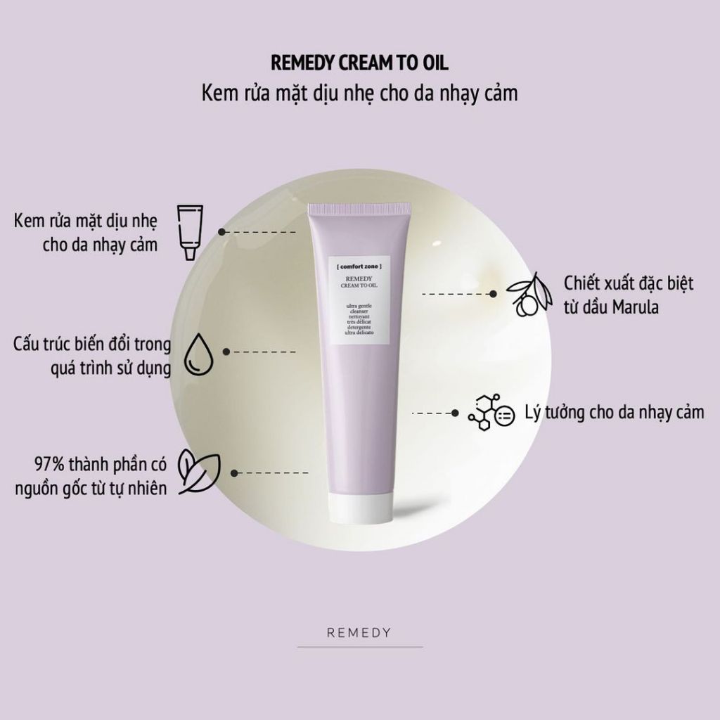 REMEDY CREAM TO OIL - Kem tẩy trang dịu nhẹ cho da nhạy cảm